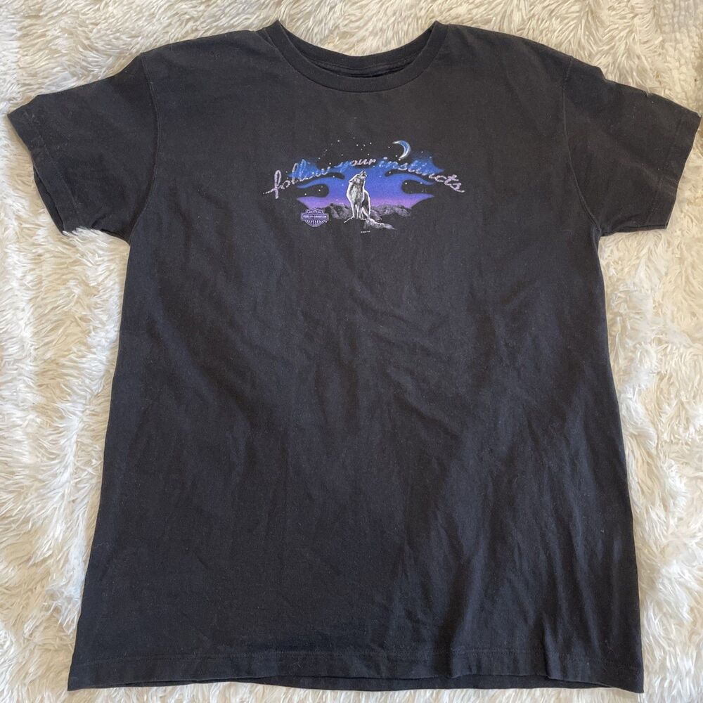 Vintage Harley Davidson XL Wolf T Shirt “Follow Your Instincts”